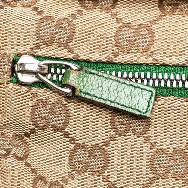Pre-owned Gucci GG Canvas Web Double Pocket Belt Bag Brown