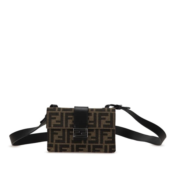 Pre-owned Fendi Zucca Canvas Convertible Belt Bag Brown