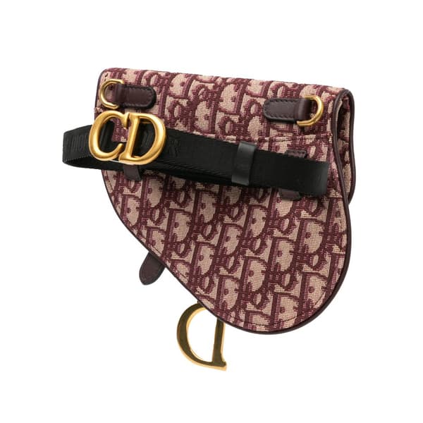 Pre-owned Dior Oblique Saddle Belt Bag Red