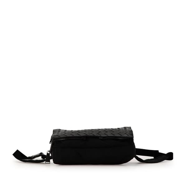 Pre-owned Bottega Veneta Nylon and Calfskin Intrecciato Belt Bag Black