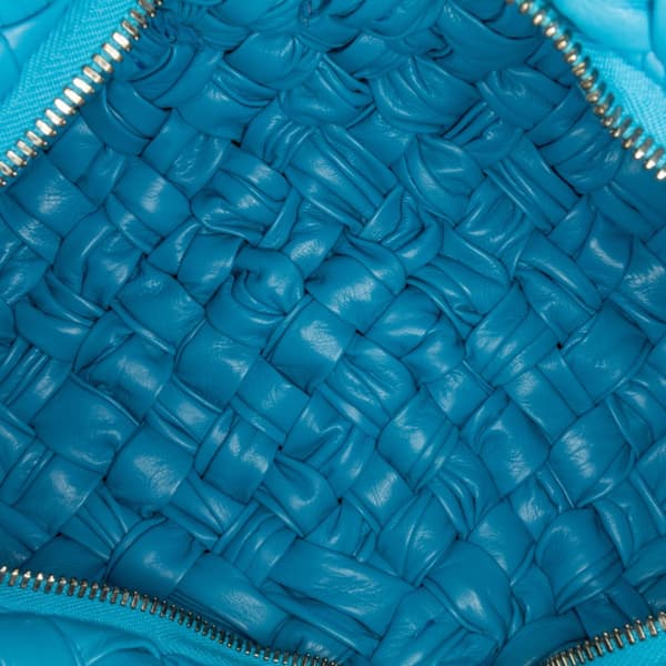Pre-owned Bottega Veneta Paper Calfskin Intrecciato Banana Hobo Bag Blue