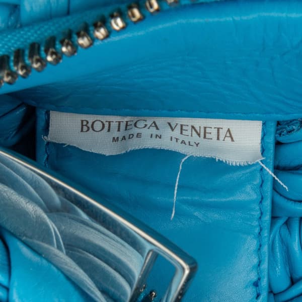 Pre-owned Bottega Veneta Paper Calfskin Intrecciato Banana Hobo Bag Blue