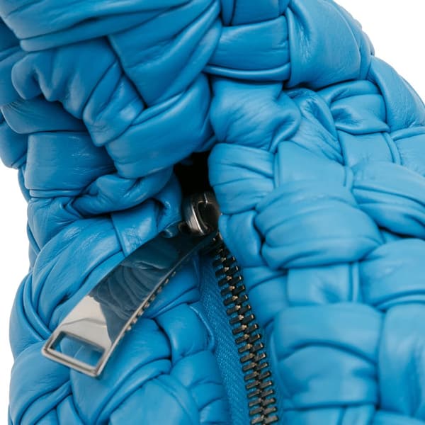 Pre-owned Bottega Veneta Paper Calfskin Intrecciato Banana Hobo Bag Blue
