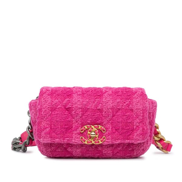 Pre-owned Chanel Tweed 19 Belt Bag Pink