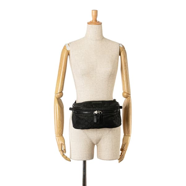 Pre-owned Gucci GG Nylon Web Belt Bag Black
