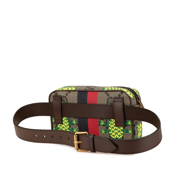 Pre-owned Gucci Maxi GG Supreme Interlocking G Pineapple Belt Bag Brown