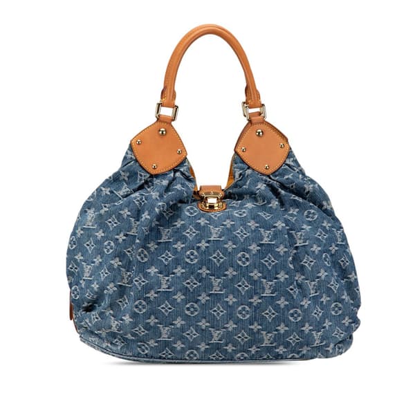 Pre-owned Louis Vuitton Monogram Denim Mahina XL Blue