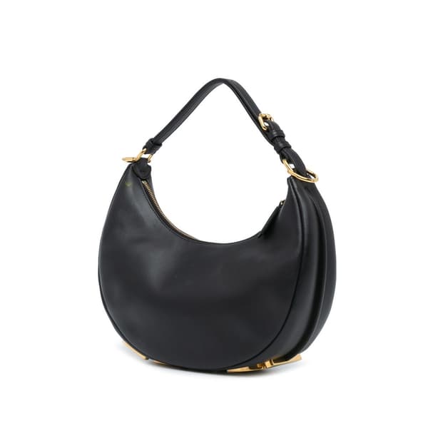 Pre-owned Fendi Medium Leather Fendigraphy Hobo Black
