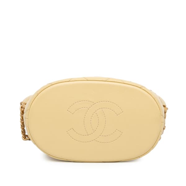 Pre-owned Chanel Mini Lambskin Pending CC Bucket Bag Yellow