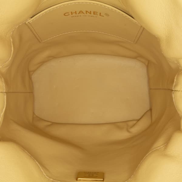 Pre-owned Chanel Mini Lambskin Pending CC Bucket Bag Yellow