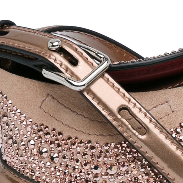 Pre-owned Alexander McQueen Calfskin Crystal Embellished The Curve Bucket Bag Brown