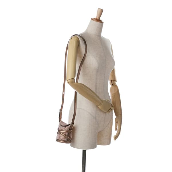 Pre-owned Alexander McQueen Calfskin Crystal Embellished The Curve Bucket Bag Brown