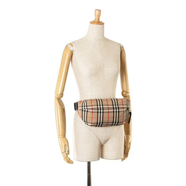 Pre-owned Burberry Medium House Check Nylon Sonny Belt Bag Brown