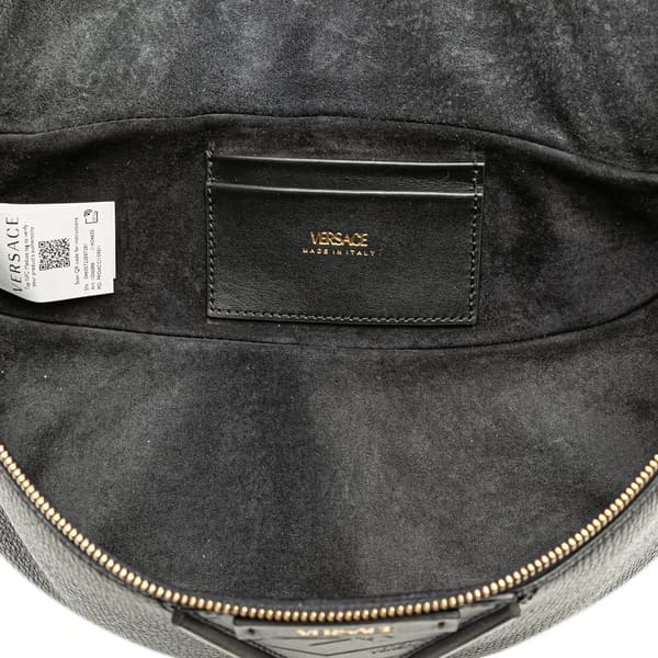 Pre-owned Versace Leather V Greca Signature Belt Bag Black