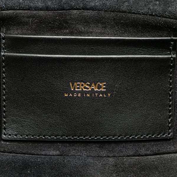 Pre-owned Versace Leather V Greca Signature Belt Bag Black