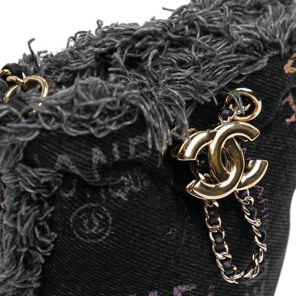 Pre-owned Chanel Mini Denim Mood Bucket with Chain Gray