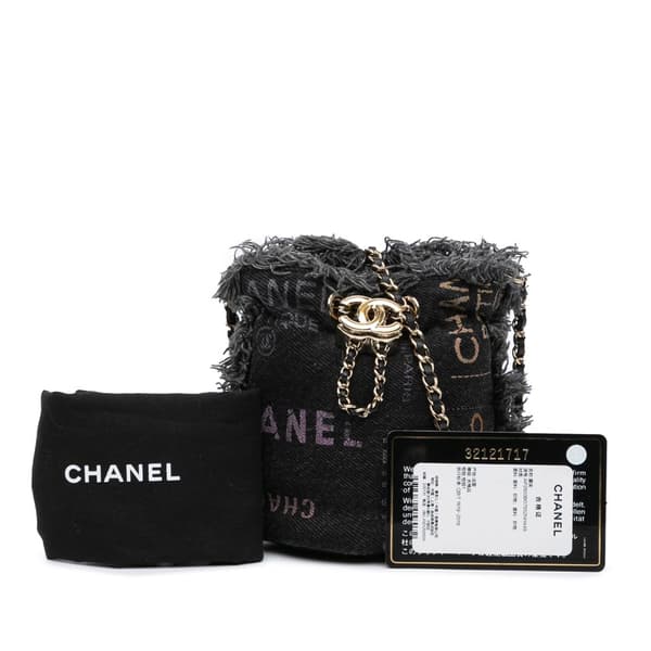 Pre-owned Chanel Mini Denim Mood Bucket with Chain Gray