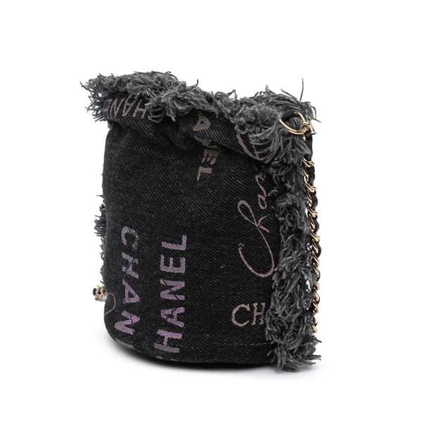 Pre-owned Chanel Mini Denim Mood Bucket with Chain Gray