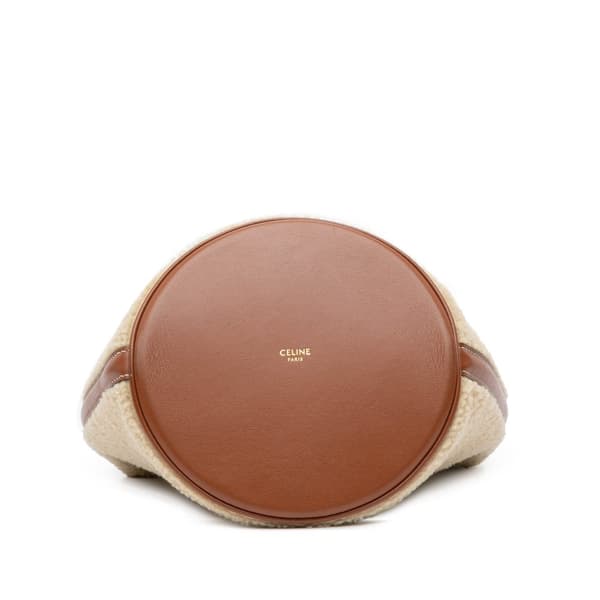 Pre-owned Celine Shearling Bucket 16 Brown