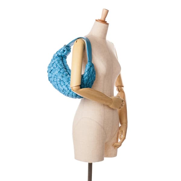 Pre-owned Bottega Veneta Foulard Intrecciato Banana Blue