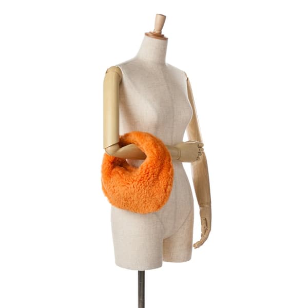 Pre-owned Bottega Veneta Mini Shearling Jodie Orange