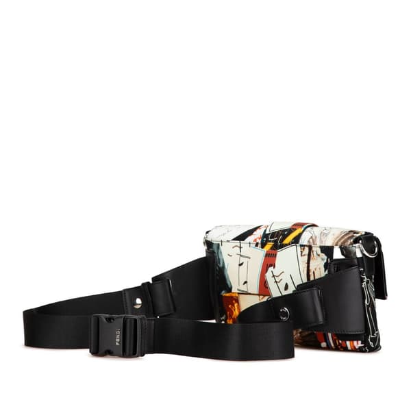 Pre-owned Fendi Nylon Karl Kollage Convertible Belt Baguette White
