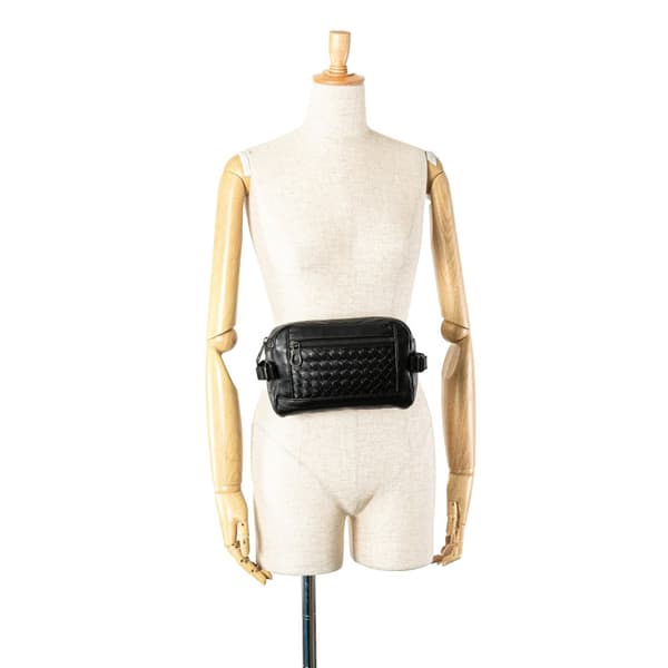 Pre-owned Bottega Veneta Nappa Intrecciato Belt Bag Black