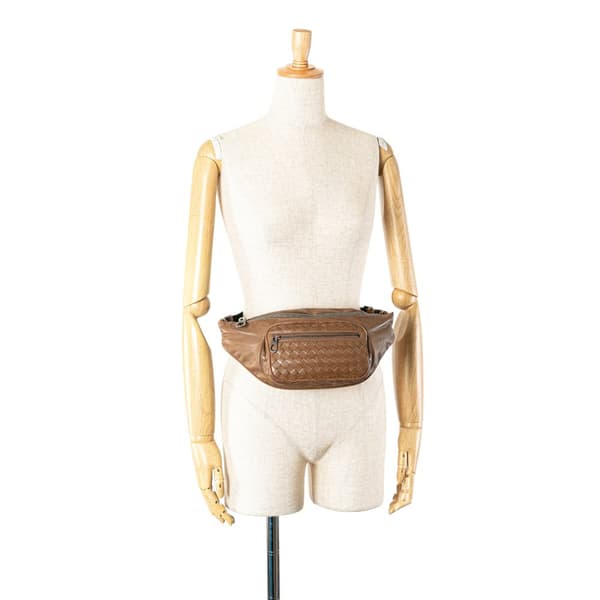 Pre-owned Bottega Veneta Nappa Intrecciato Belt Bag Brown