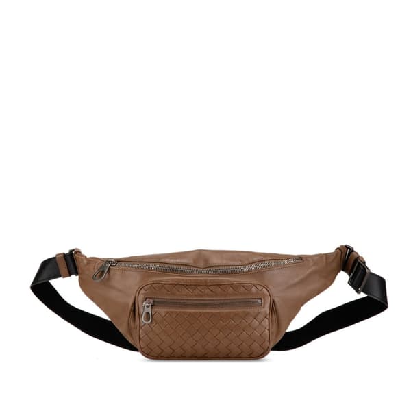 Pre-owned Bottega Veneta Nappa Intrecciato Belt Bag Brown