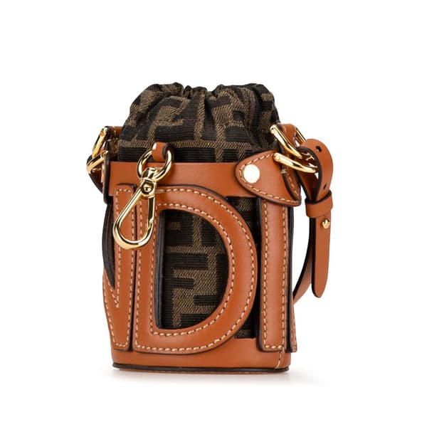 Pre-owned Fendi Nano Zucca Canvas and Leather Step Out Bag Brown