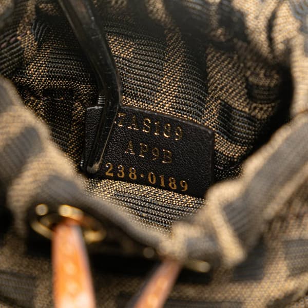 Pre-owned Fendi Nano Zucca Straw and Canvas Step Out Bag Brown