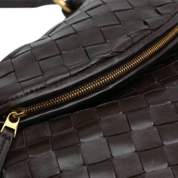 Pre-owned Bottega Veneta Large Lambskin Intrecciato Gemelli Brown