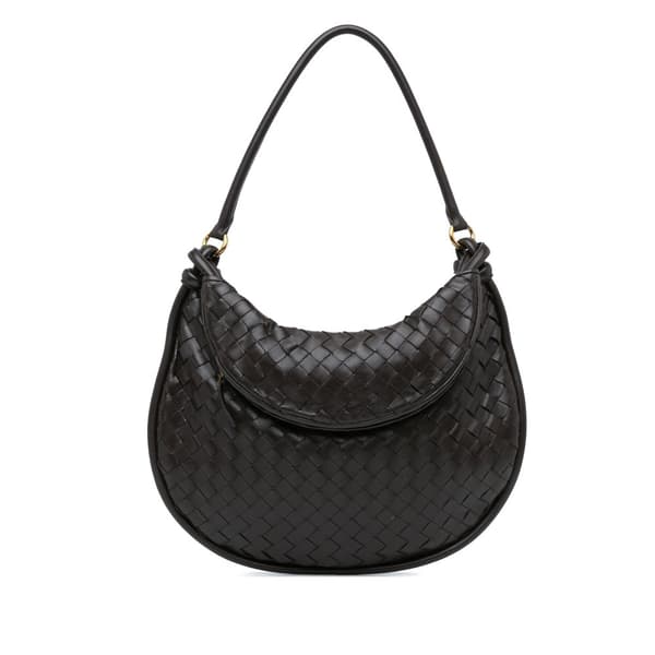 Pre-owned Bottega Veneta Large Lambskin Intrecciato Gemelli Brown
