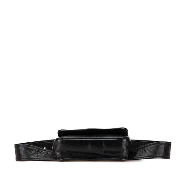 Pre-owned Chanel CC Aged Calfskin Logo Flap Belt Bag Black