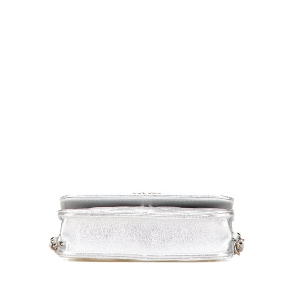 Pre-owned Chanel Metallic Lambskin Crystal Star Chain Belt Bag Silver