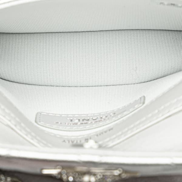 Pre-owned Chanel Metallic Lambskin Crystal Star Chain Belt Bag Silver