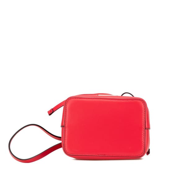 Pre-owned Valentino Mini Nappa Vlogo Drawstring Bucket Bag Red
