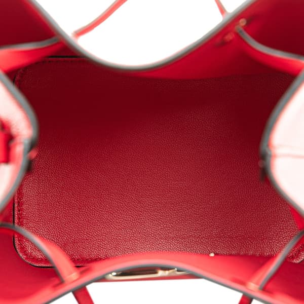 Pre-owned Valentino Mini Nappa Vlogo Drawstring Bucket Bag Red