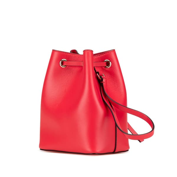 Pre-owned Valentino Mini Nappa Vlogo Drawstring Bucket Bag Red