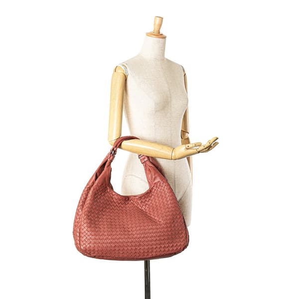 Pre-owned Bottega Veneta Large Nappa Intrecciato Campana Red