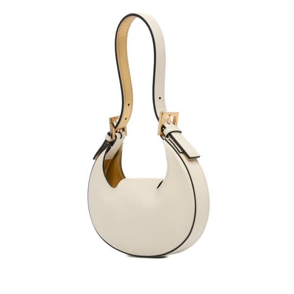 Pre-owned Fendi Mini Leather Cookie Hobo White