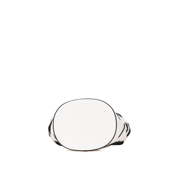 Pre-owned Prada Vitello Intreccio Tress Bucket Bag White
