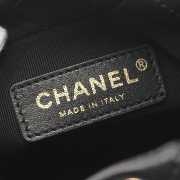 Pre-owned Chanel Mini Quilted Lambskin About Pearls Drawstring Bucket Bag Black