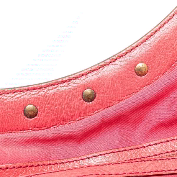 Pre-owned Gucci Leather Bamboo Studded Hobo Pink
