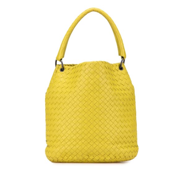 Pre-owned Bottega Veneta Nappa Intrecciato Bucket Bag Yellow