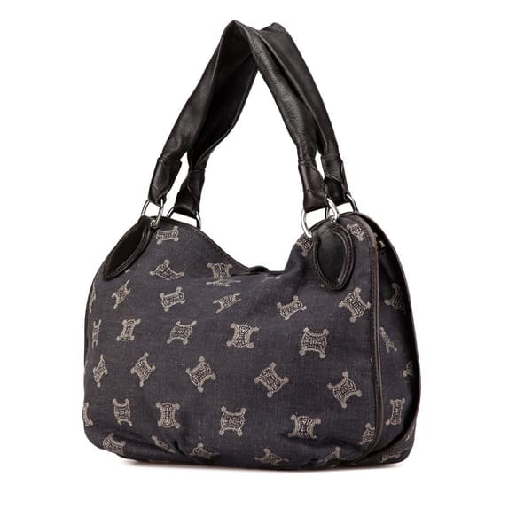 Pre-owned Celine Denim Macadam Bittersweet Hobo Bag Brown
