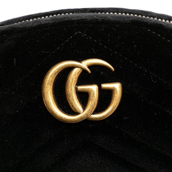 Pre-owned Gucci GG Marmont Matelasse Velvet Belt Bag Black