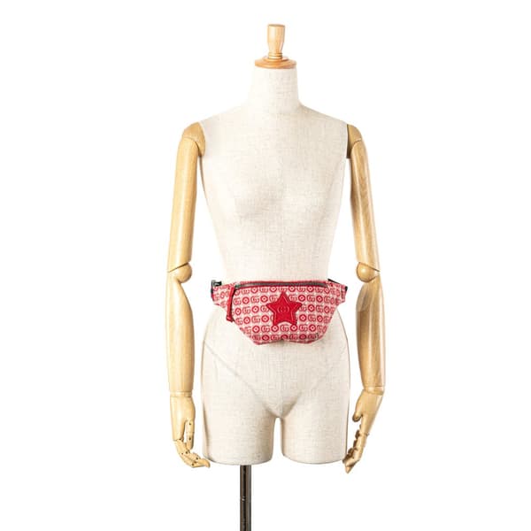 Pre-owned Gucci Kids GG Canvas Star Belt Bag Red
