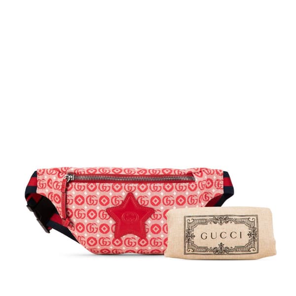 Pre-owned Gucci Kids GG Canvas Star Belt Bag Red