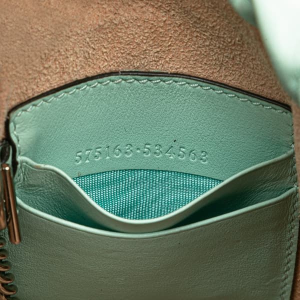Pre-owned Gucci Small GG Marmont Diagonal Leather Matelasse Bucket Bag Green